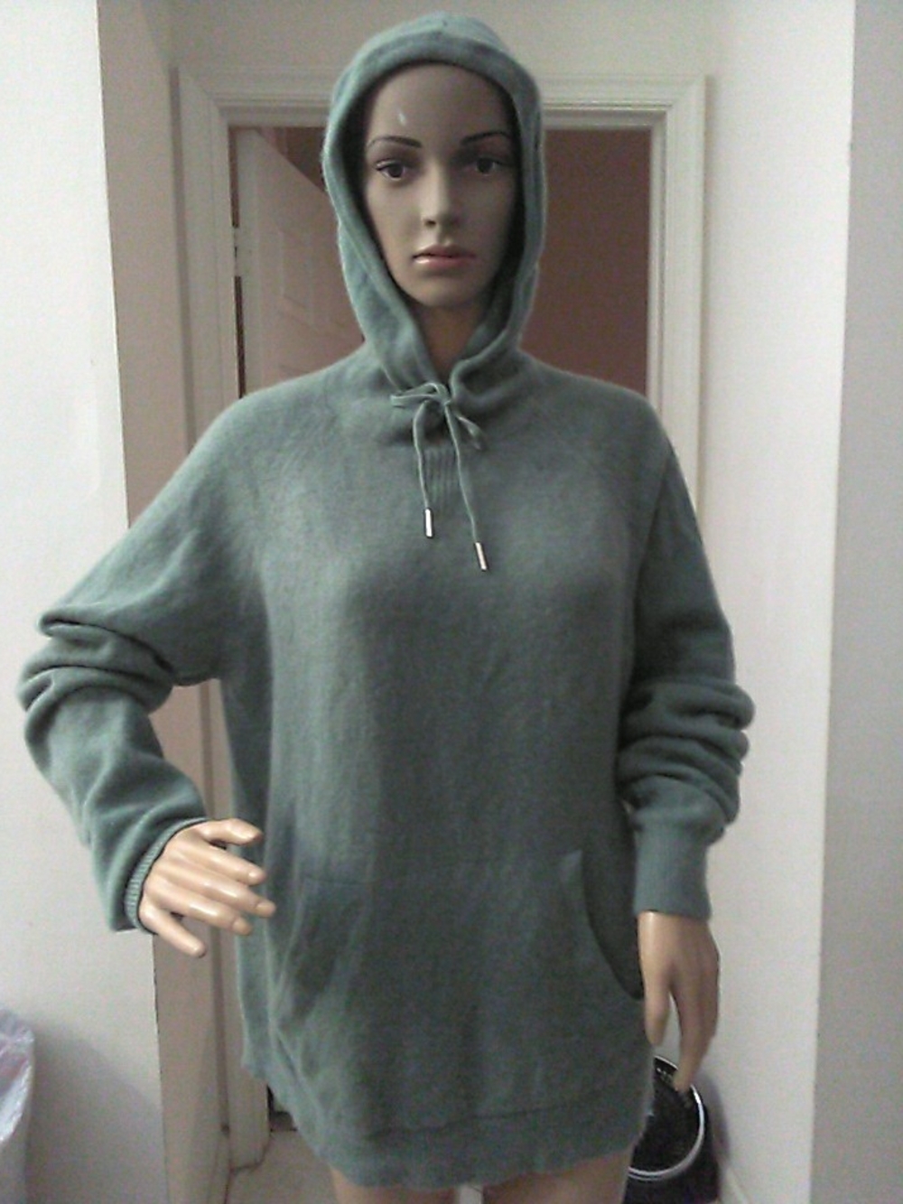 LK. NEW CASHMERE Quince Crewneck Hoodie Sweater Sage Green SZ. XL (FAB SOFT)